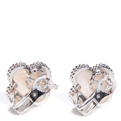 Van Cleef & Arpels 18K White Gold Mother of Pearl Vintage Alhambra Earrings 4 of 5