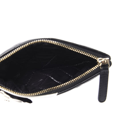 Chanel Lambskin Quilted Small Camellia Cosmetic Pouch Black White 5 of 8
