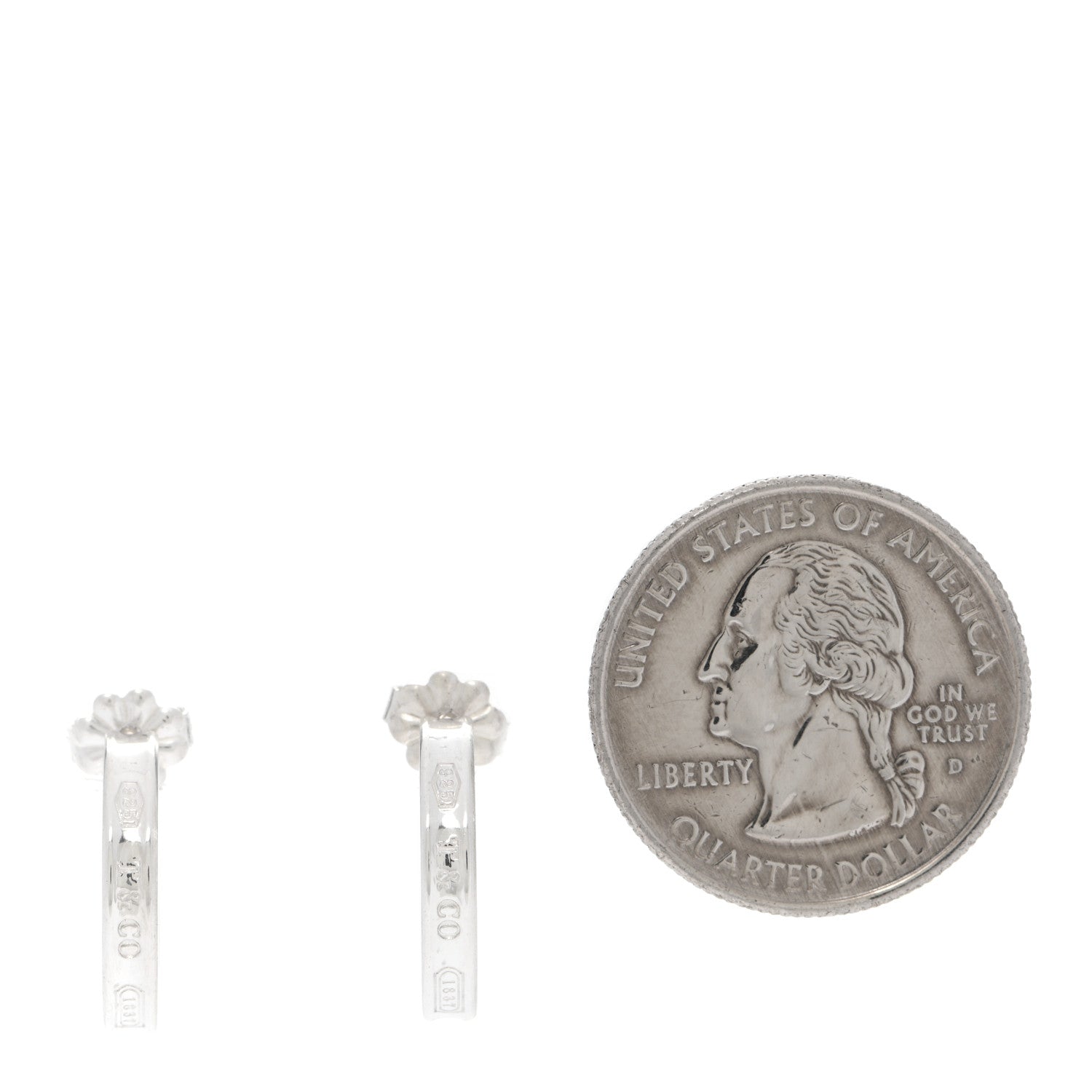 Tiffany Sterling Silver 1837 Small Narrow Hoop Earrings 2 of 3