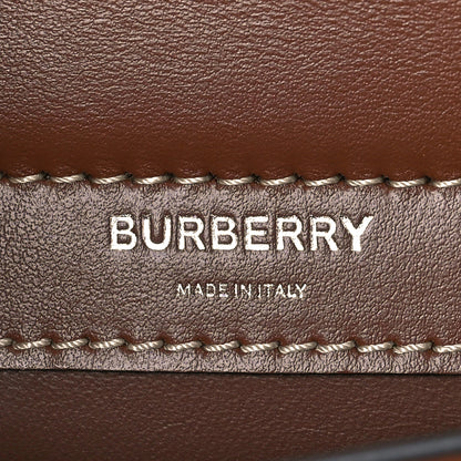Burberry Smooth Calfskin Canvas Horseferry Print Mini Title Bag with Pocket Natural Malt Brown 6 of 8