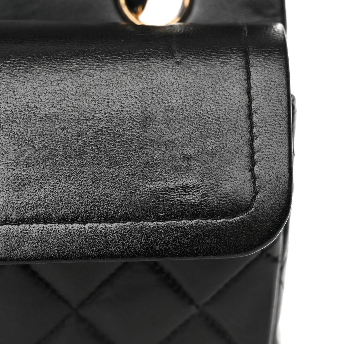 Lambskin Quilted Medium Double Flap Black