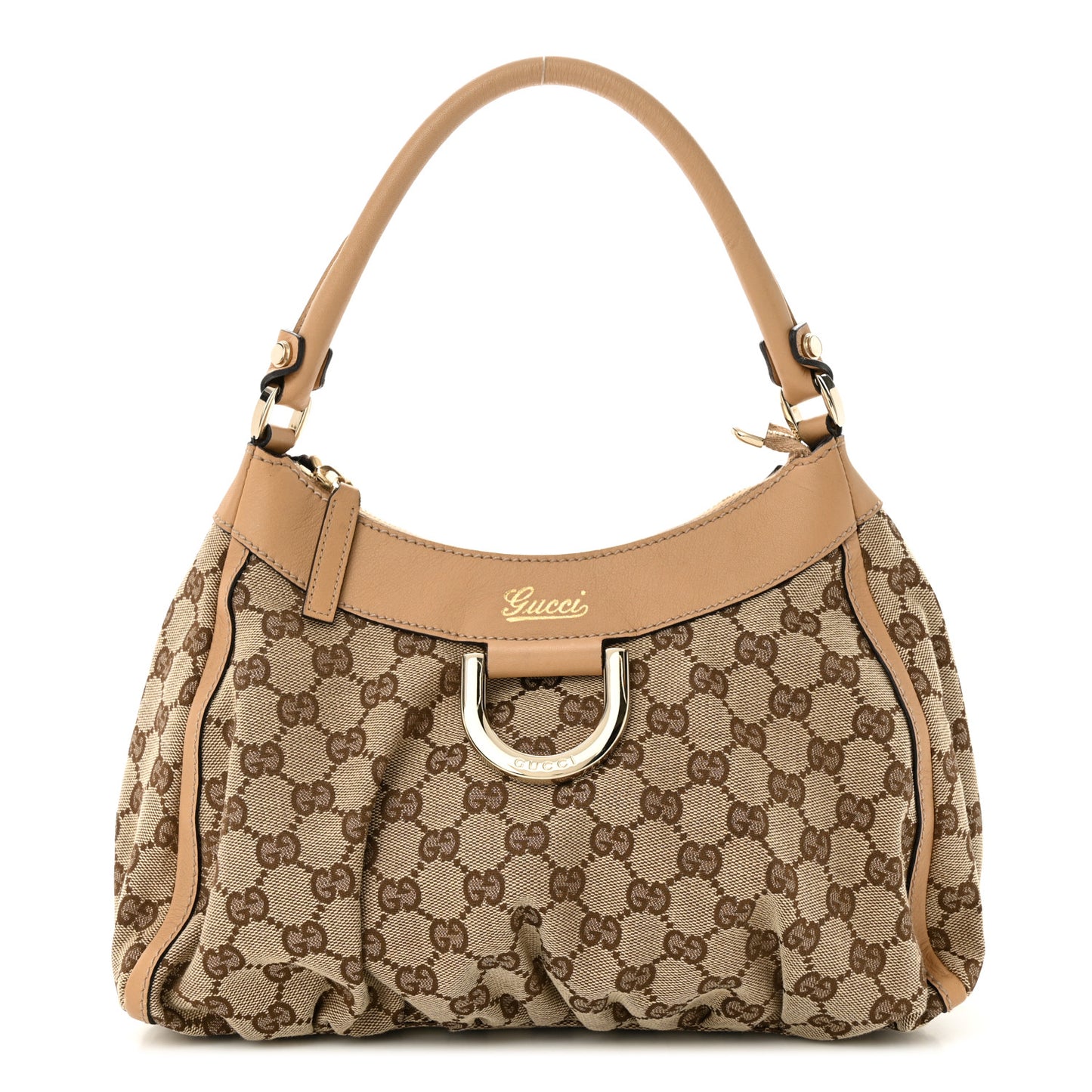 Monogram Medium D Gold Ring Hobo Beige