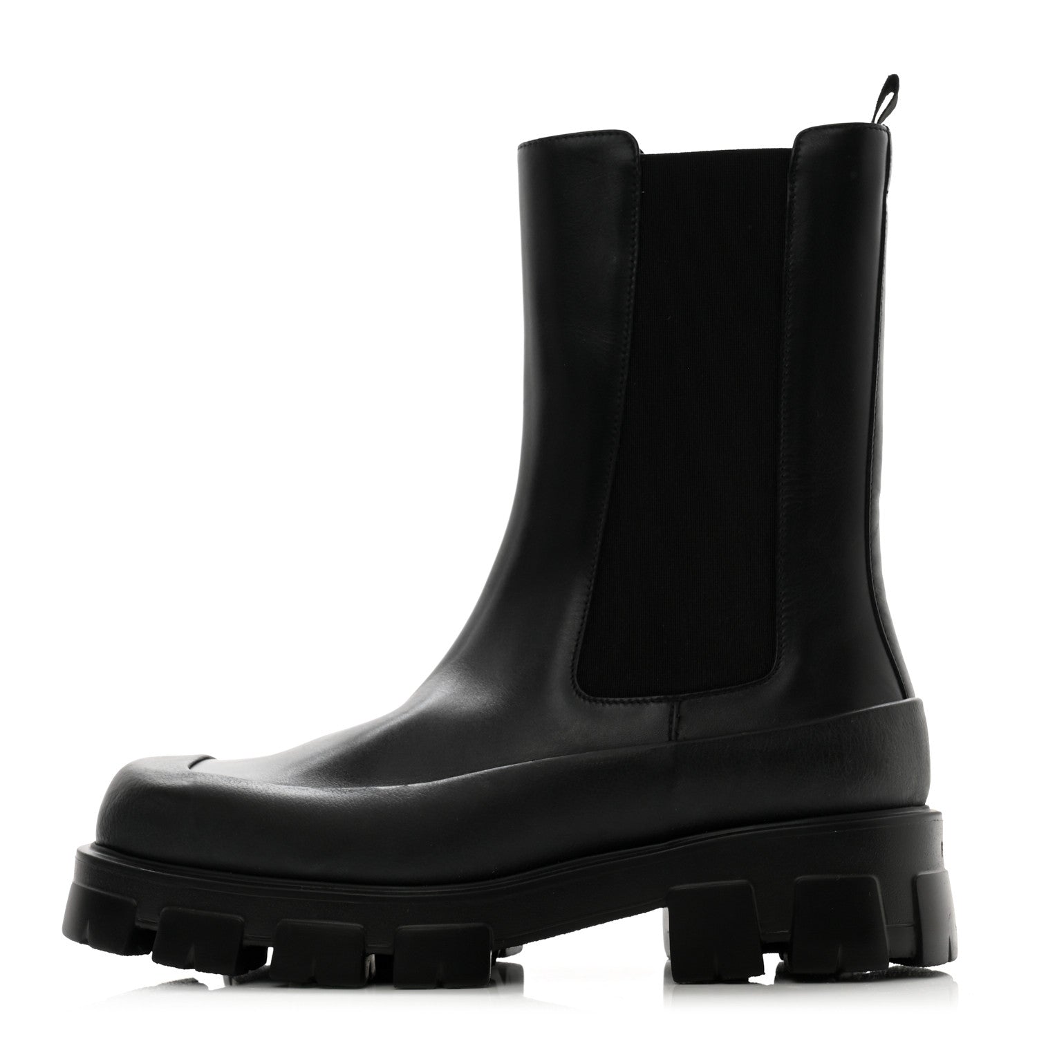 Prada Spazzolato Rois Monolith Chelsea 55mm Tall Boots 8 Black 1 of 9