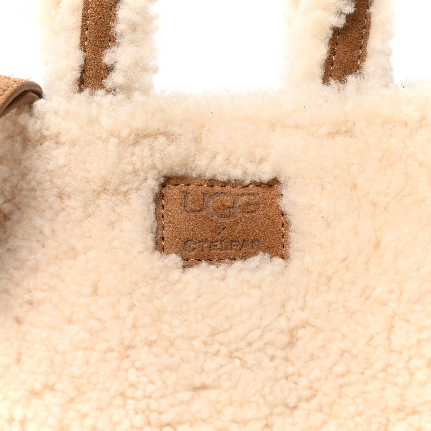 Telfar X UGG Suede Shearling Reverse Small Shopping Bag Natural 8 of 10