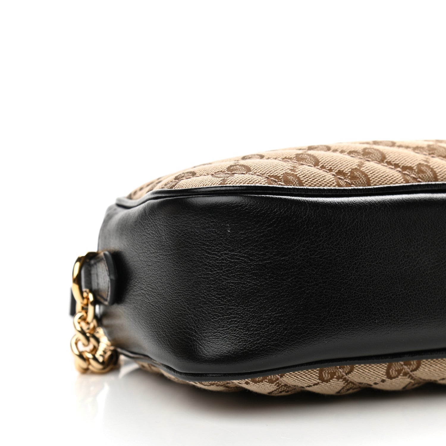 Gucci Monogram Matelasse Diagonal Small GG Marmont Chain Shoulder Bag Beige Black 9 of 10