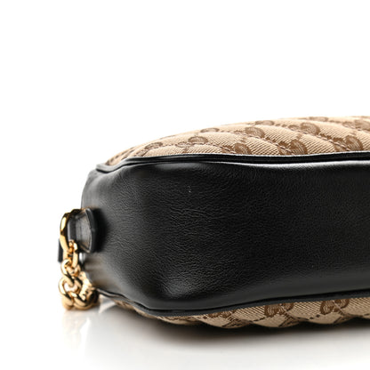 Gucci Monogram Matelasse Diagonal Small GG Marmont Chain Shoulder Bag Beige Black 9 of 10