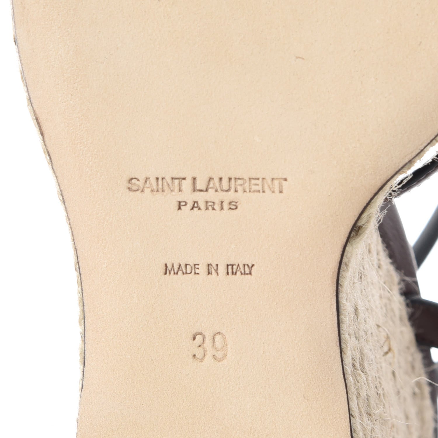Saint Laurent Calfskin Cassandra Espadrille 105 Wedges 39 Chocolate 6 of 8