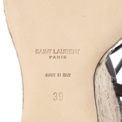 Saint Laurent Calfskin Cassandra Espadrille 105 Wedges 39 Chocolate 6 of 8