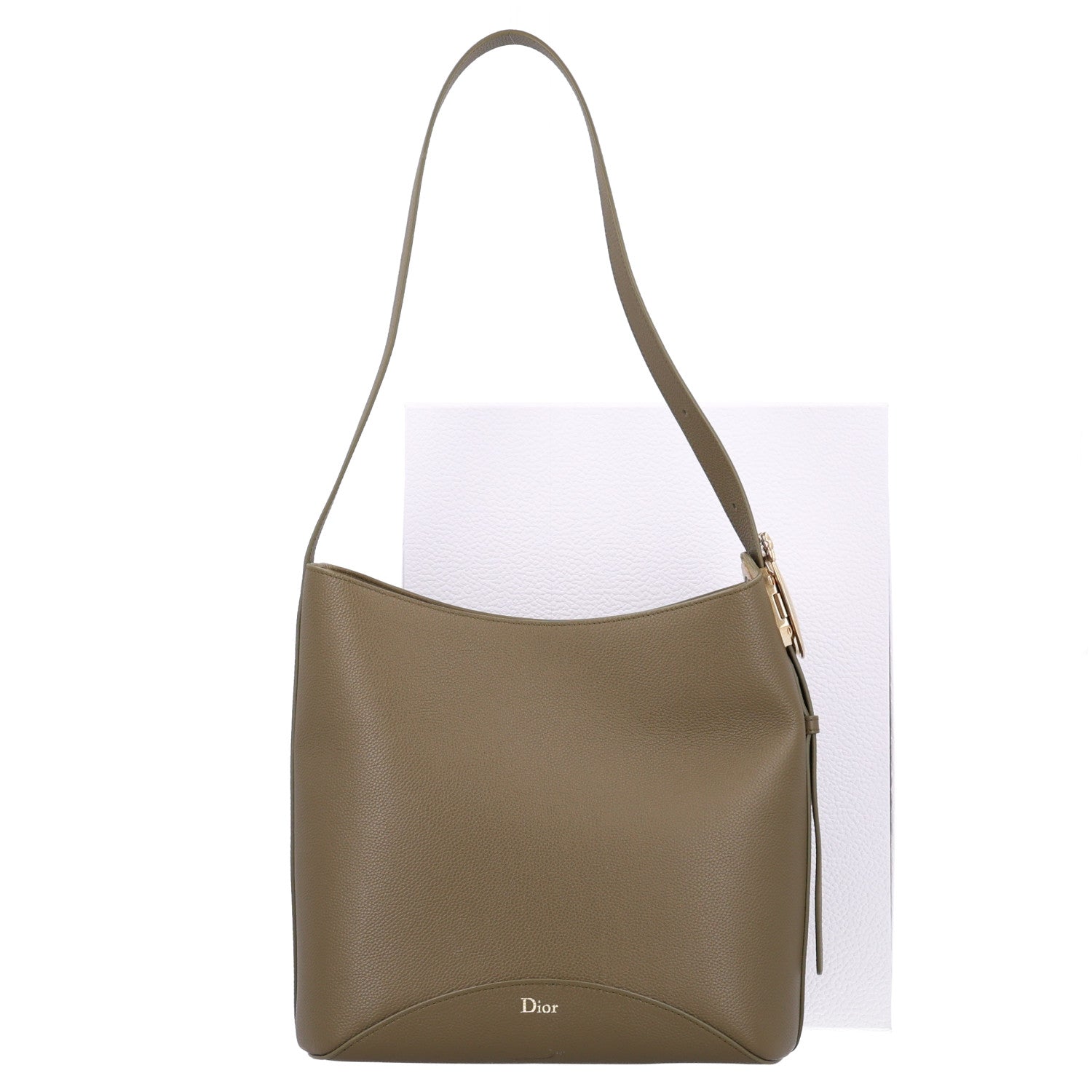 Christian Dior Grained Calfskin Medium Medaillon Bucket Bag Khaki 8 of 8