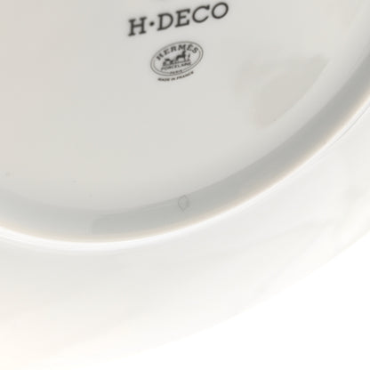 Hermes Porcelain H Deco Dinner Plate Set of 2 Black White 6 of 7