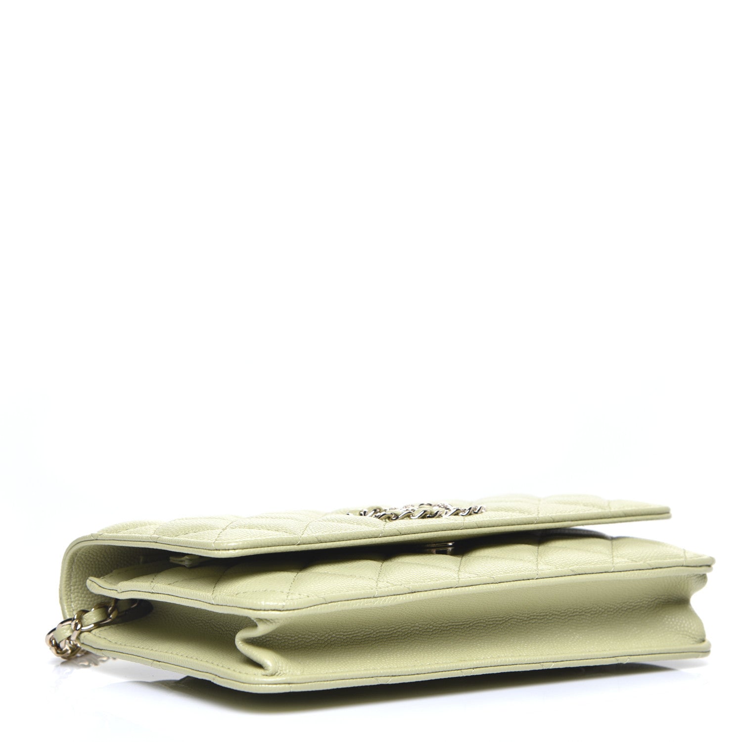 Chanel Caviar Quilted French New Wave Chain CC Wallet On Chain WOC Light Green 4 of 10