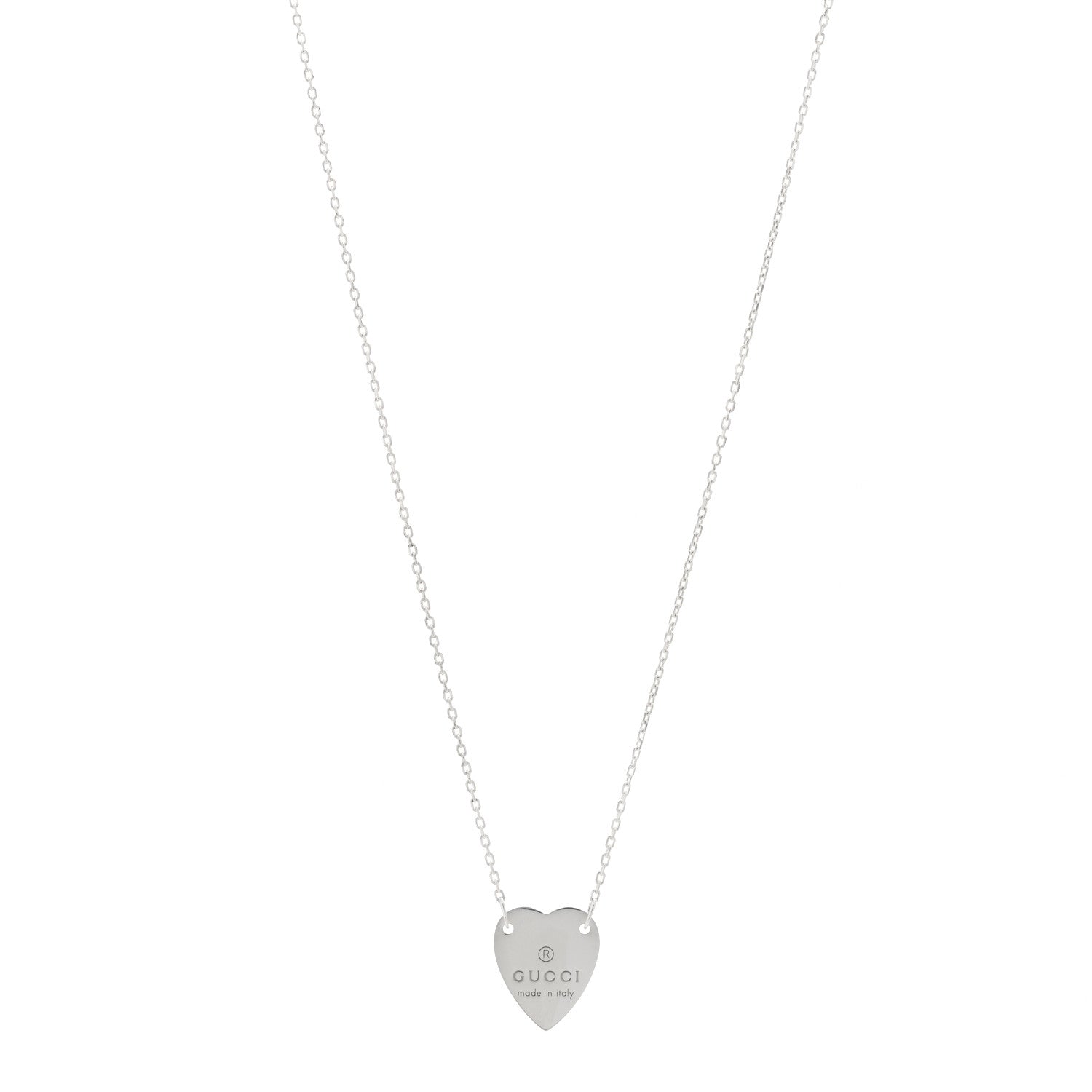 Gucci Sterling Silver Trademark Heart Pendant Necklace 1 of 3