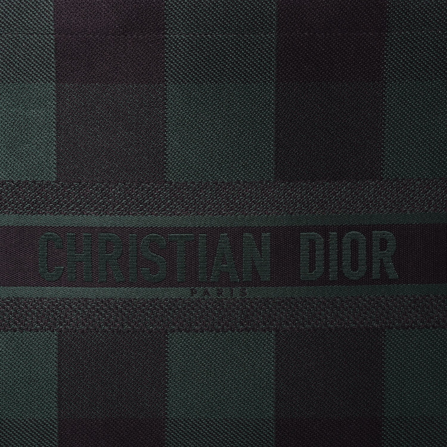 Christian Dior Canvas Embroidered Checkered Book Tote Black Green 10 of 10