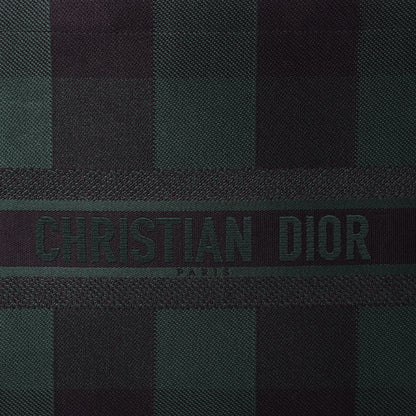 Christian Dior Canvas Embroidered Checkered Book Tote Black Green 10 of 10