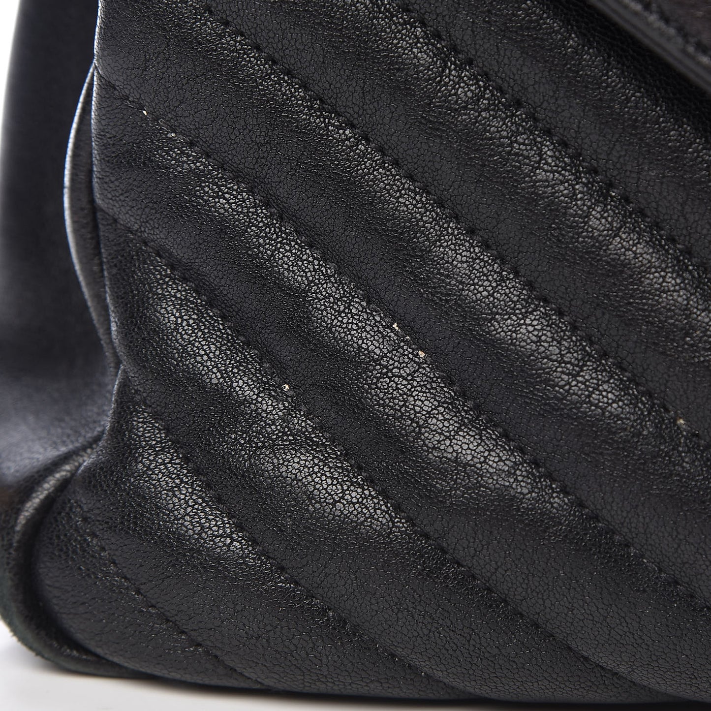 Sheepskin Matelasse Chevron Monogram Large College Satchel Black
