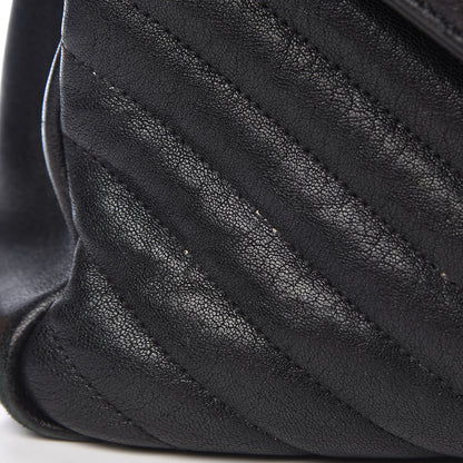 Saint Laurent Sheepskin Matelasse Chevron Monogram Large College Satchel Black 20 of 24