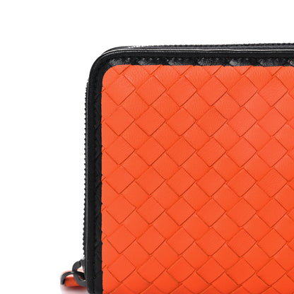 Bottega Veneta Nappa Intrecciato Zip Around Wallet Orange Black 10 of 10