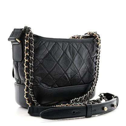 Chanel Aged Calfskin Quilted Small Gabrielle Hobo Black 3 of 10