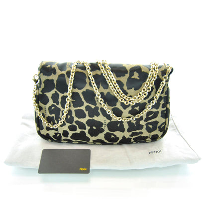 Fendi Jacquard Leopard Print Fendista Pouchette Crossbody Taupe Black 4 of 13