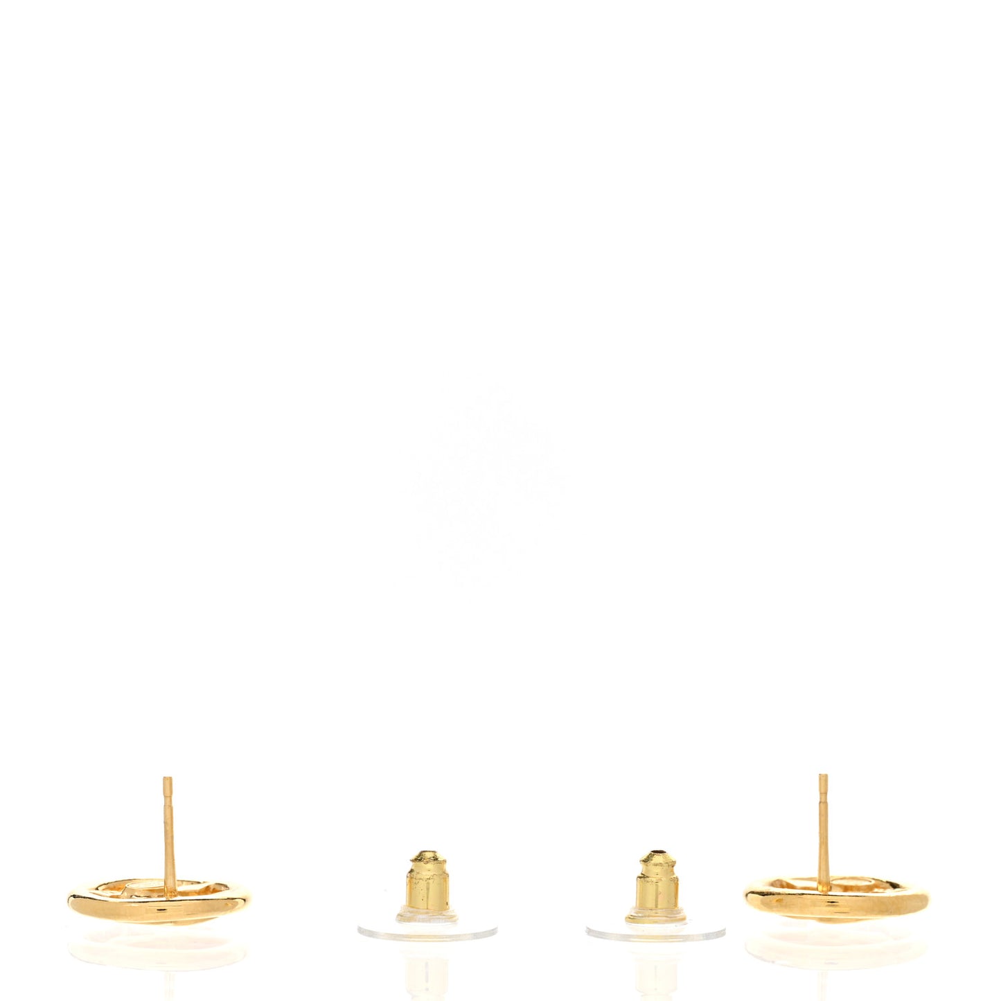 Metal CC Round Earrings Gold