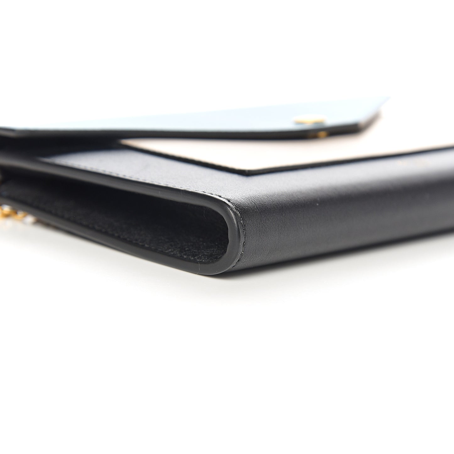 Shiny Calfskin Clutch On A Chain Multicolor