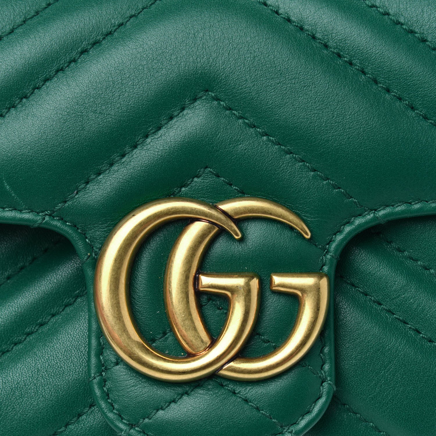 Gucci Calfskin Matelasse Super Mini GG Marmont Shoulder Bag Emerald Green 5 of 5