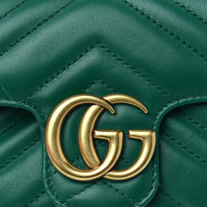 Gucci Calfskin Matelasse Super Mini GG Marmont Shoulder Bag Emerald Green 5 of 5
