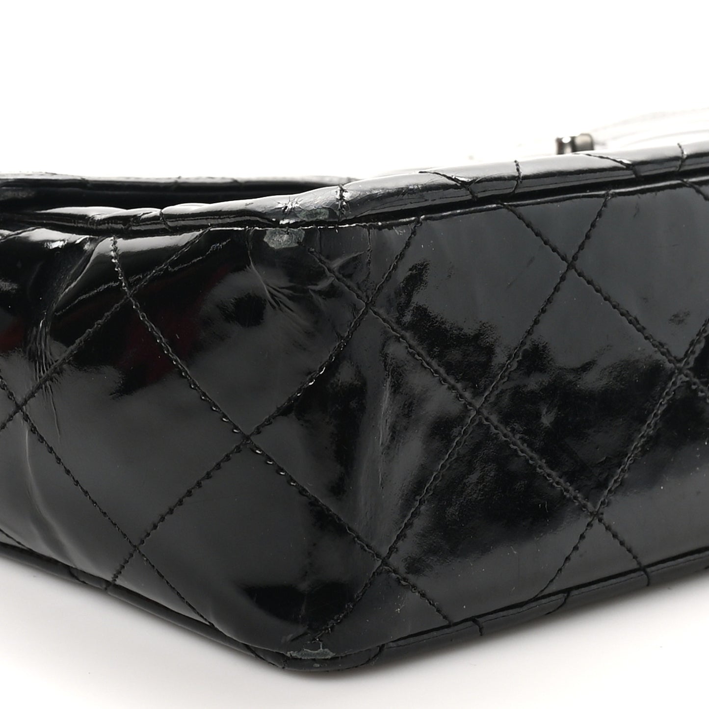 Patent Quilted Medium Single Flap Black
