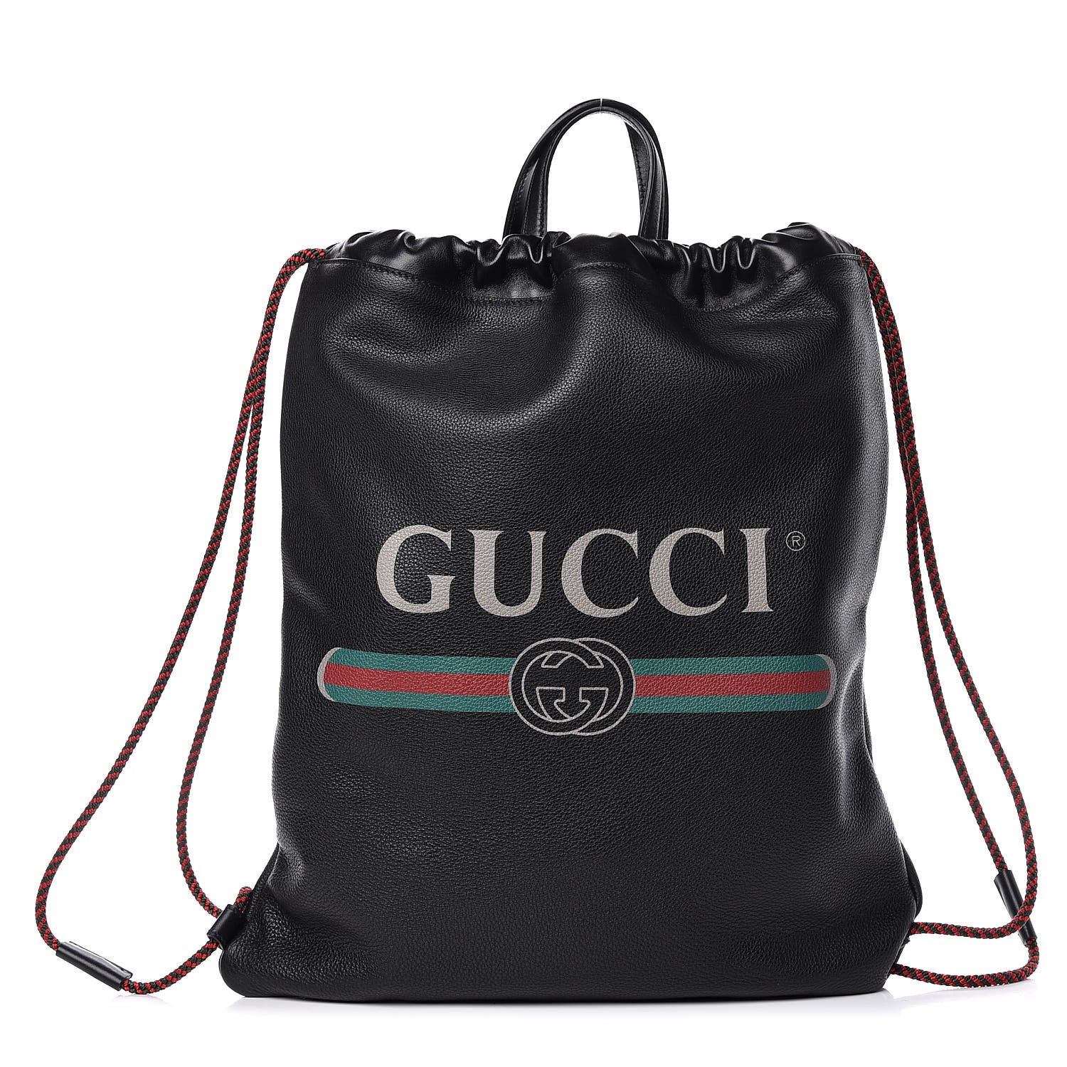 Gucci Calfskin Logo Drawstring Backpack Black 3 of 11