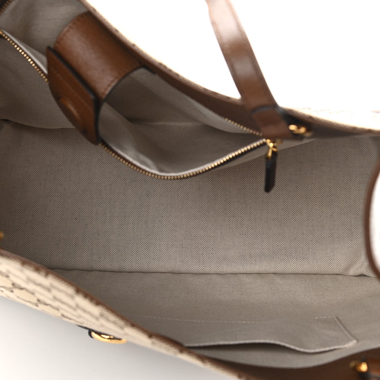 Monogram Horsebit 1955 Tote Bag Beige Brown Sugar