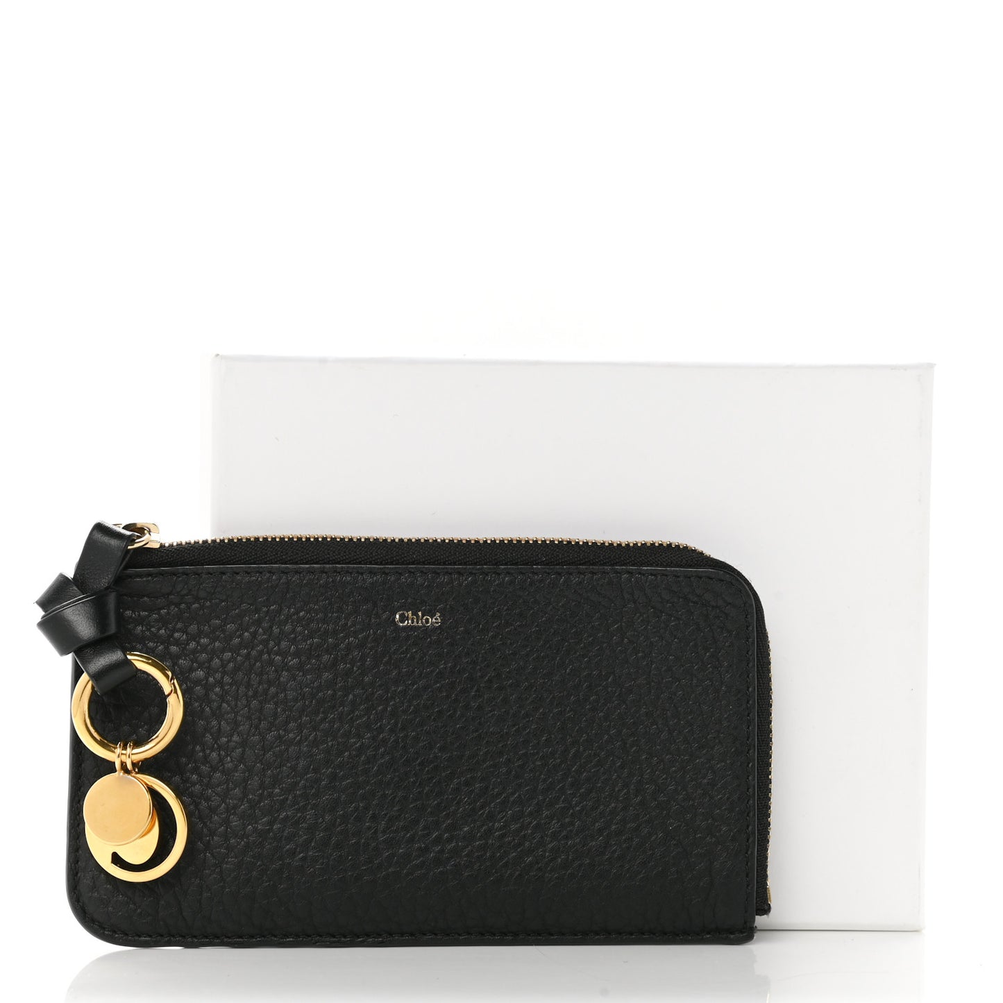 Calfskin Alphabet Purse Wallet Black