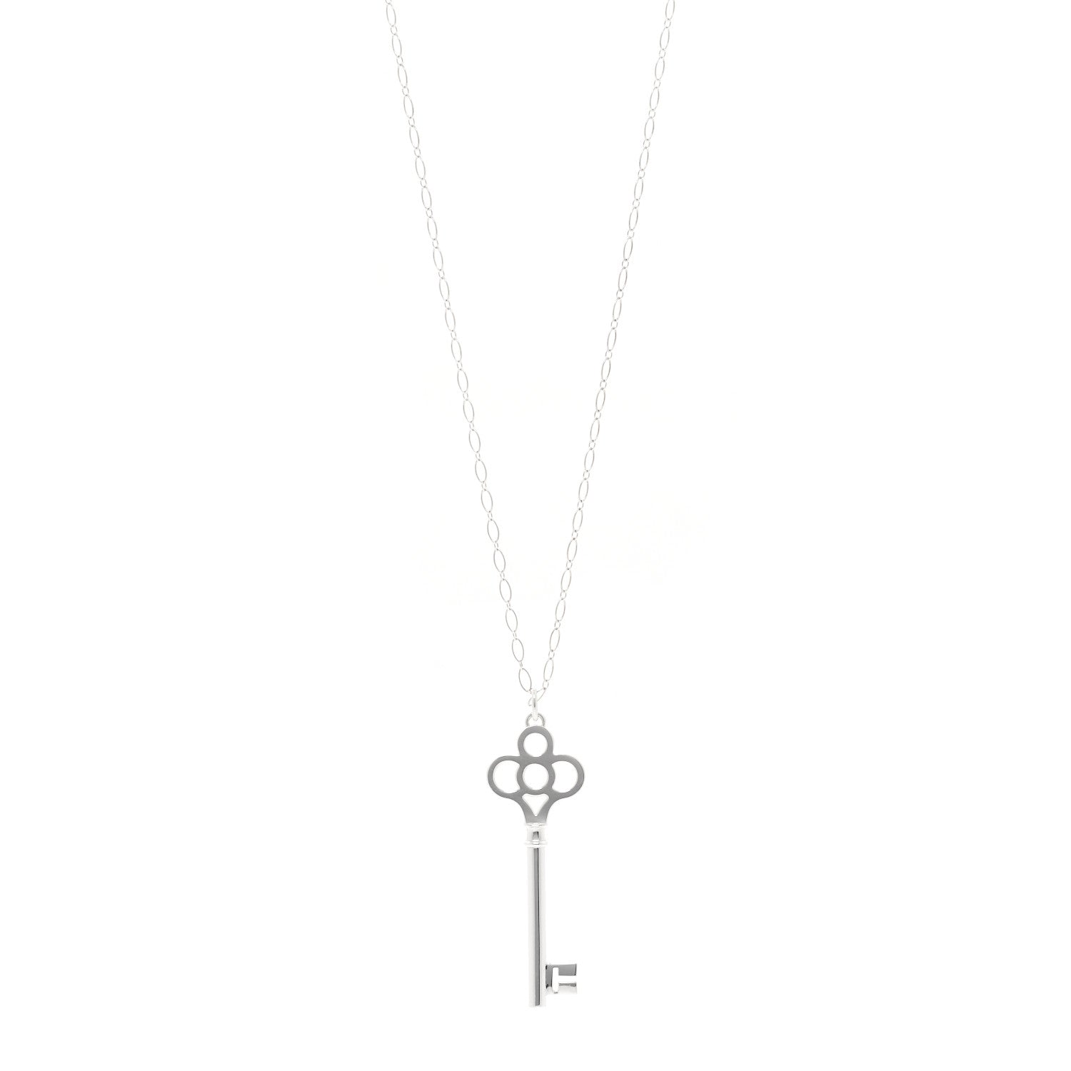 Tiffany Sterling Silver Large Crown Key Pendant Necklace 1 of 5