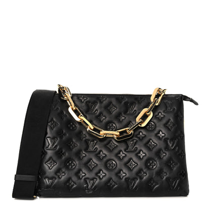 Louis Vuitton Lambskin Embossed Monogram Coussin MM Black 1 of 11