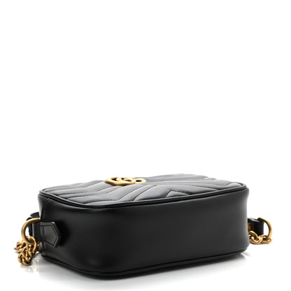 Gucci Calfskin Matelasse Mini GG Marmont Chain Shoulder Bag Black 4 of 11