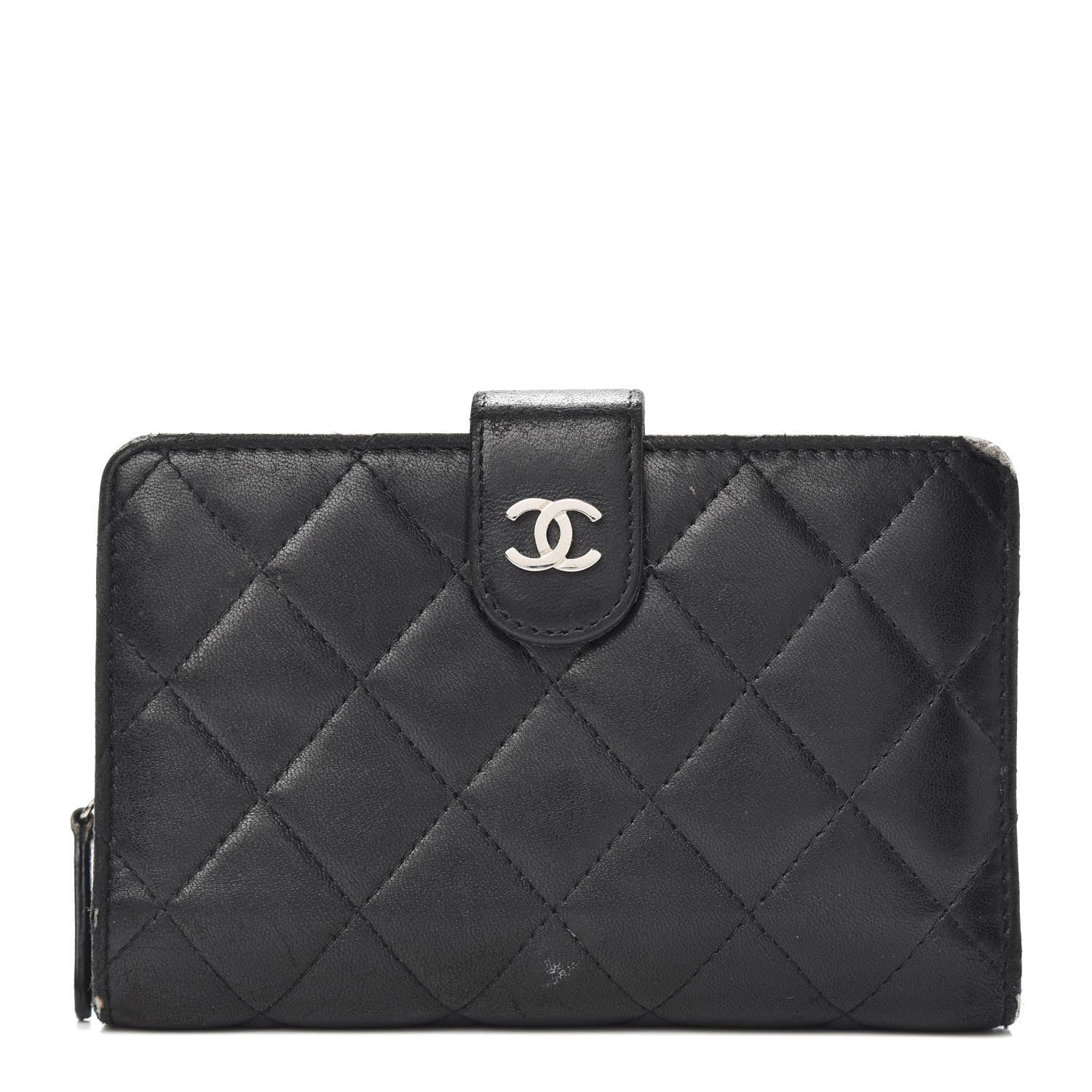 Chanel Lambskin Quilted Zipped Pocket Wallet Black 1 of 15