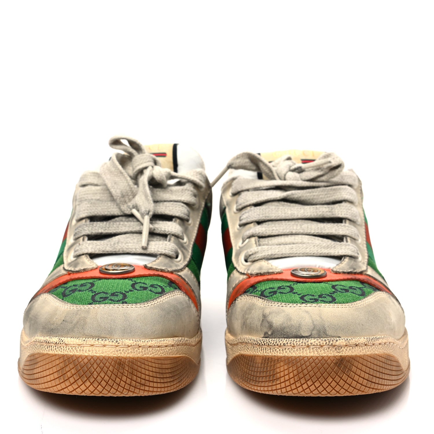 Gucci Nubuck Monogram Web Mens Screener Sneakers 7.5 New Sand Vintage Green Dusty Orange 2 of 9