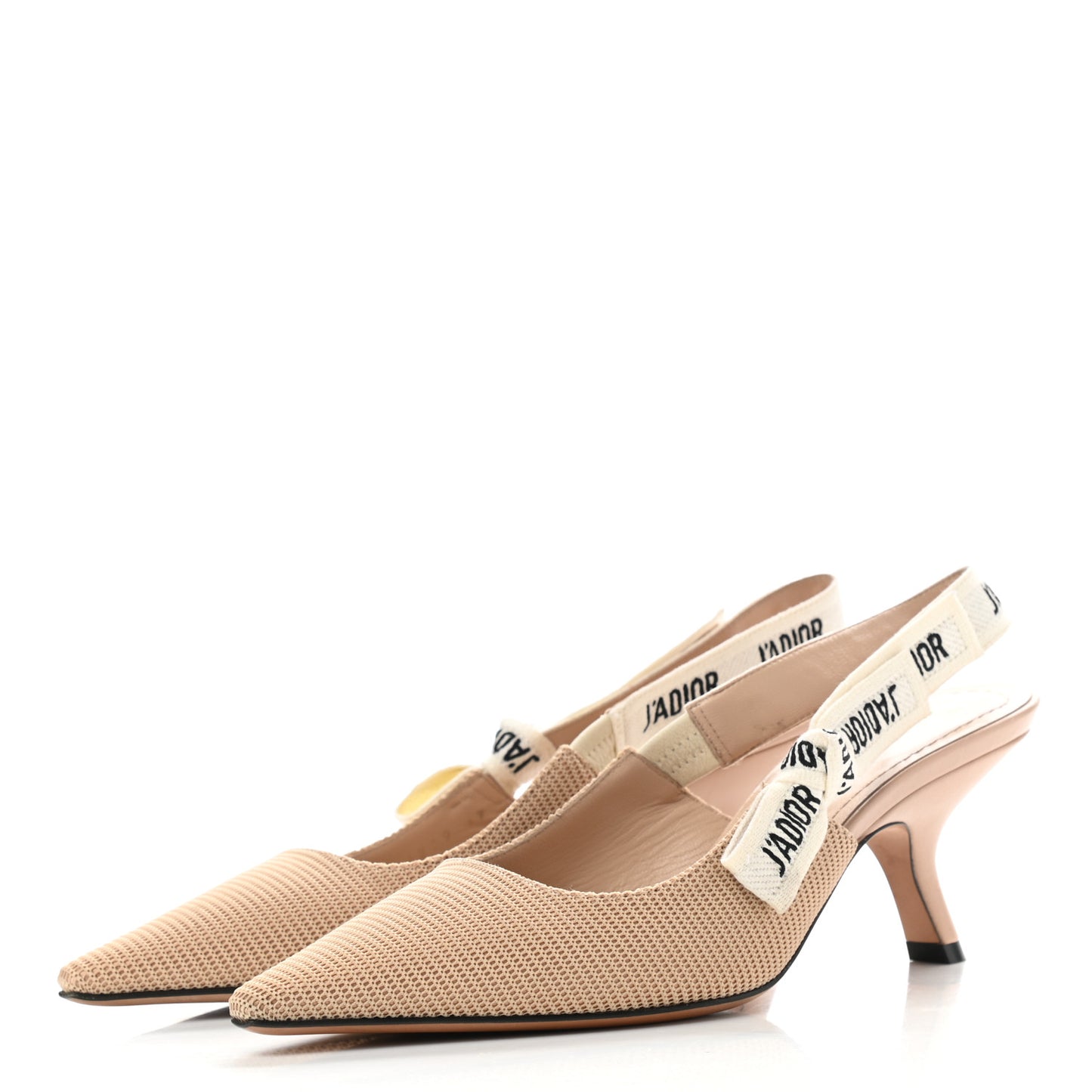 Technical Canvas Ribbon J Adior Slingback 65mm Pumps 37 Powder Nude