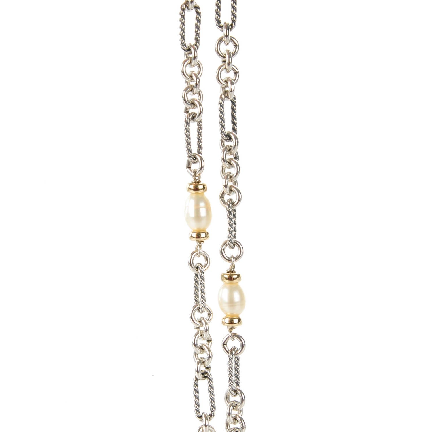 David Yurman Sterling Silver 18K Yellow Gold 9mm Pearl Copella Necklace 5 of 5