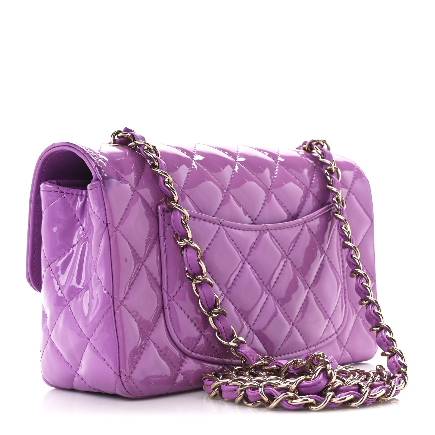 Patent Quilted Mini Rectangular Flap Purple