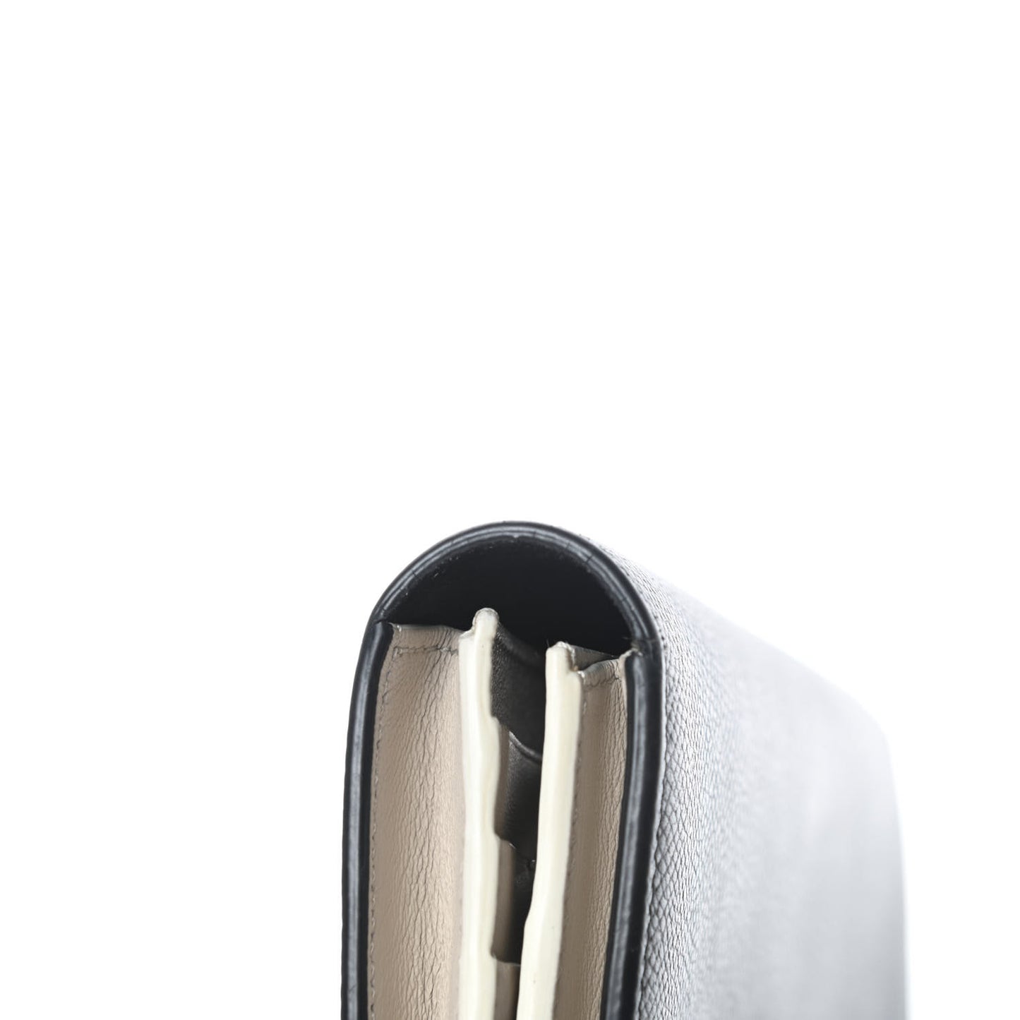 Grained Calfskin Large Multifunction Strap Wallet Black Chalk