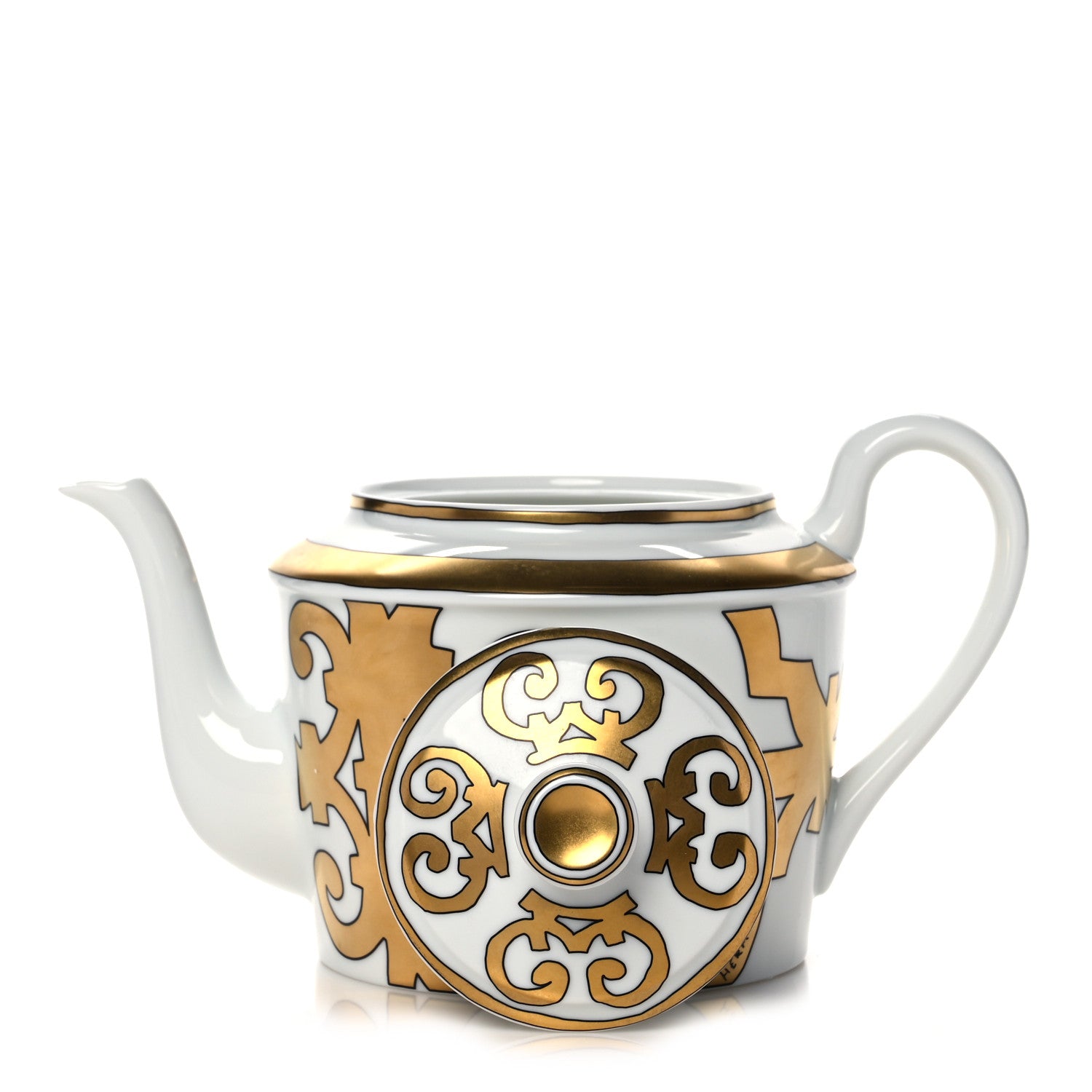 Hermes Porcelain Balcon du Guadalquivir Coffee Tea Pot Gold 4 of 9