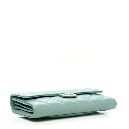 Chanel Caviar Quilted Large Gusset Flap Wallet Light Blue 4 of 10