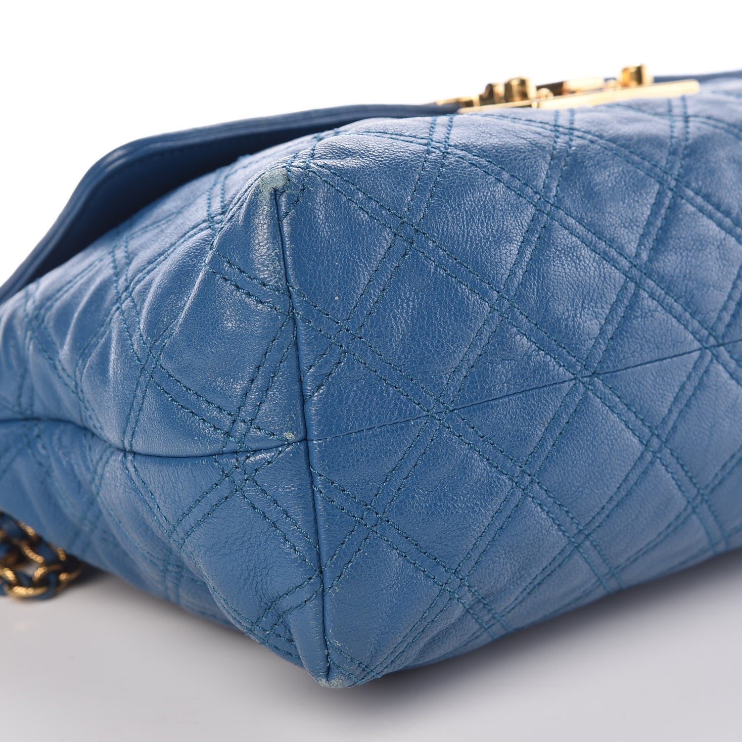 Marc Jacobs Lambskin Quilted Large Baroque Single Flap Bag Blue 8 of 11