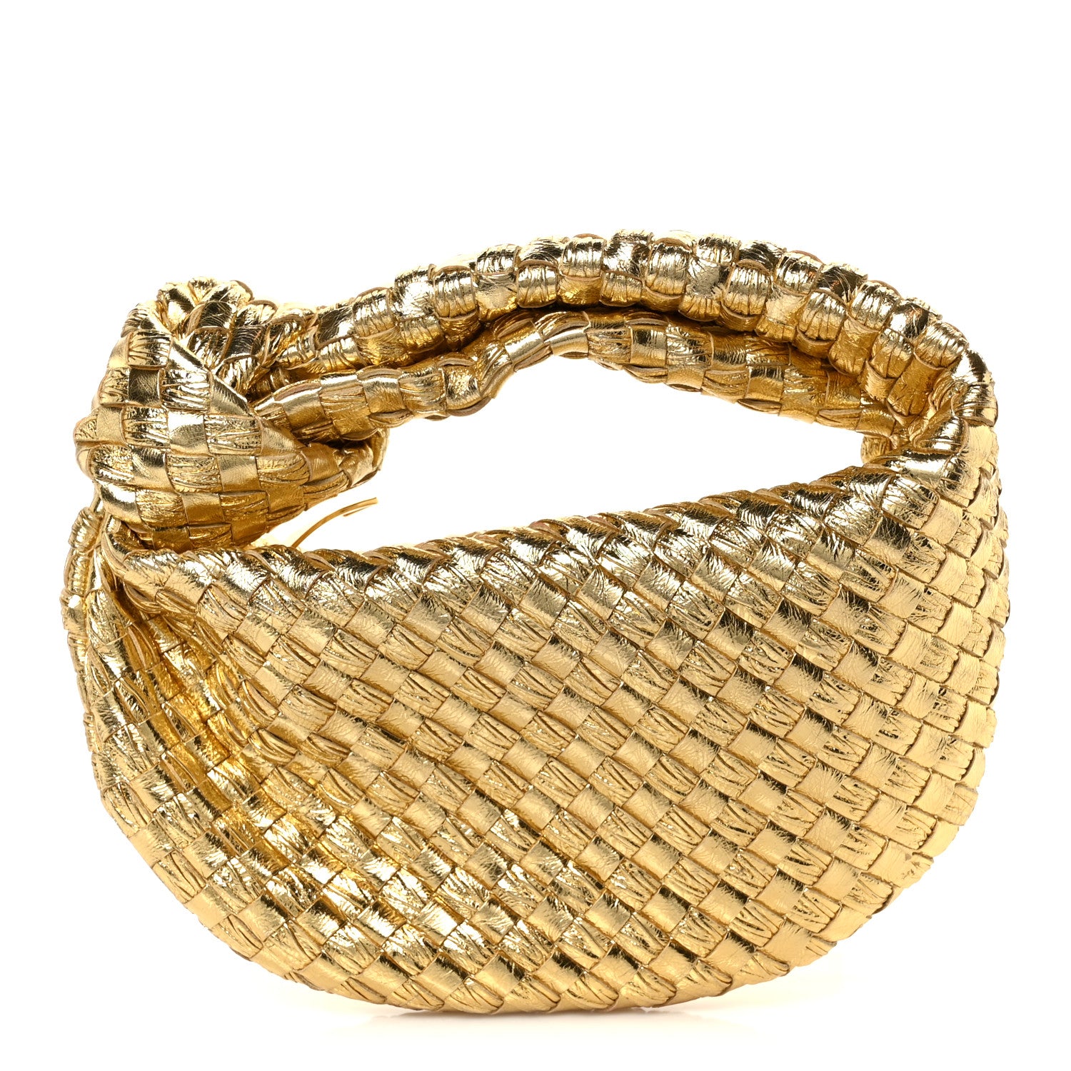 Bottega Veneta Laminated Calfskin Pressed Intreccio Mini Jodie Gold 1 of 11
