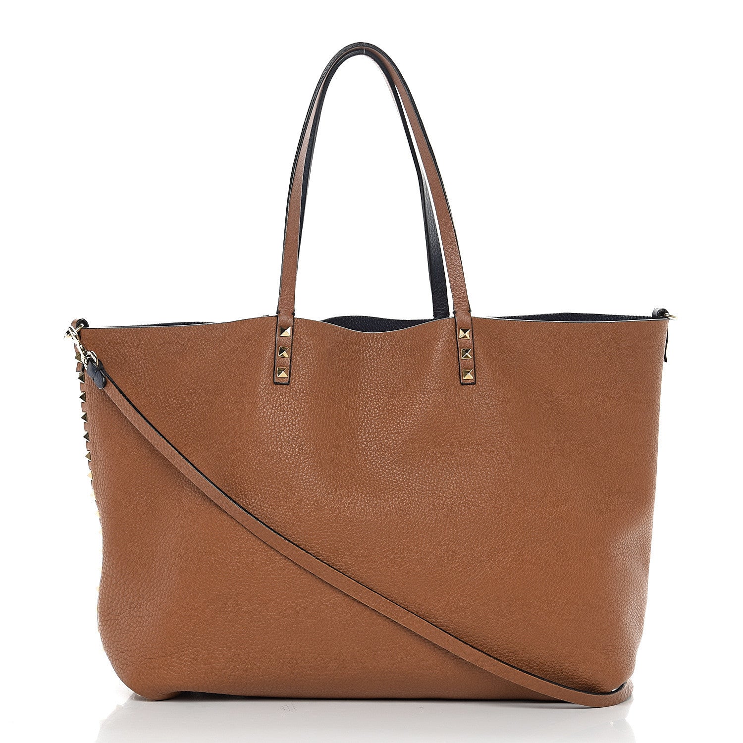 Valentino Garavani Pebbled Calfskin Large Rockstud Reversible Tote Light Cuir Marine 2 of 17