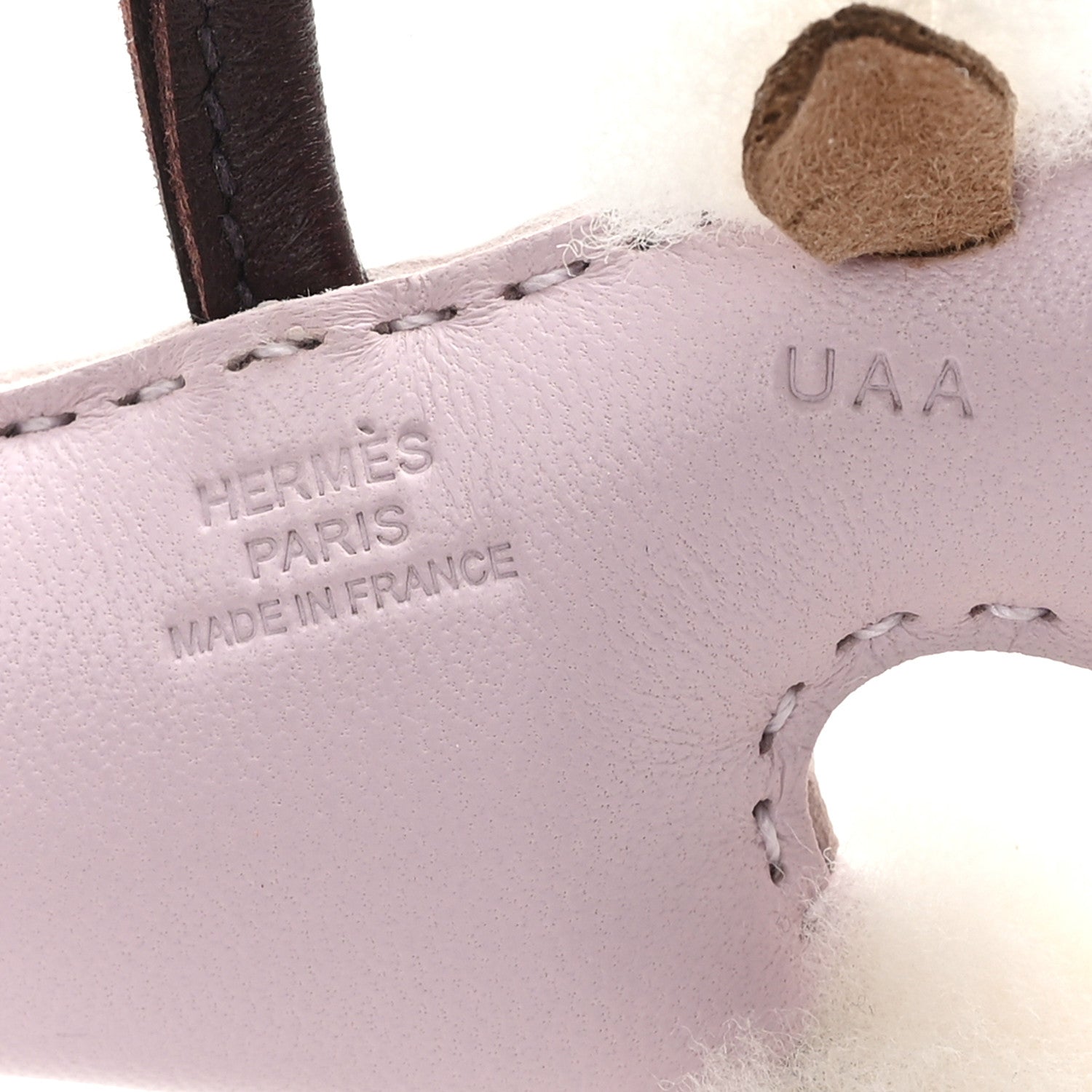 Hermes Milo Lambskin Shearling Budy Charm Mauve Pale Rouge Sellier 3 of 4