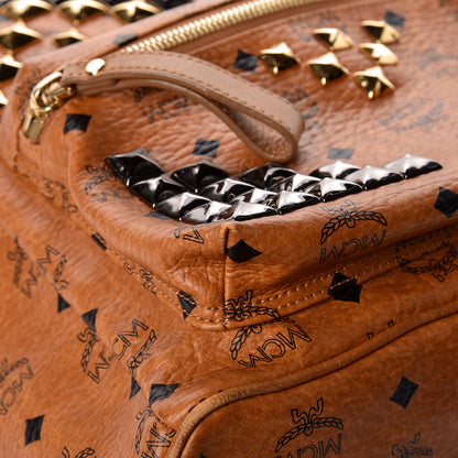 MCM Visetos Studded Medium Stark M Backpack Cognac 14 of 17