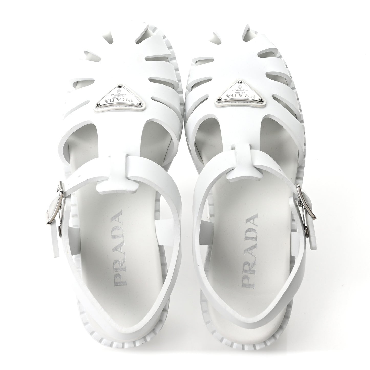 Foam Rubber Metal Triangle Logo 50mm Cage Sandals 39 White