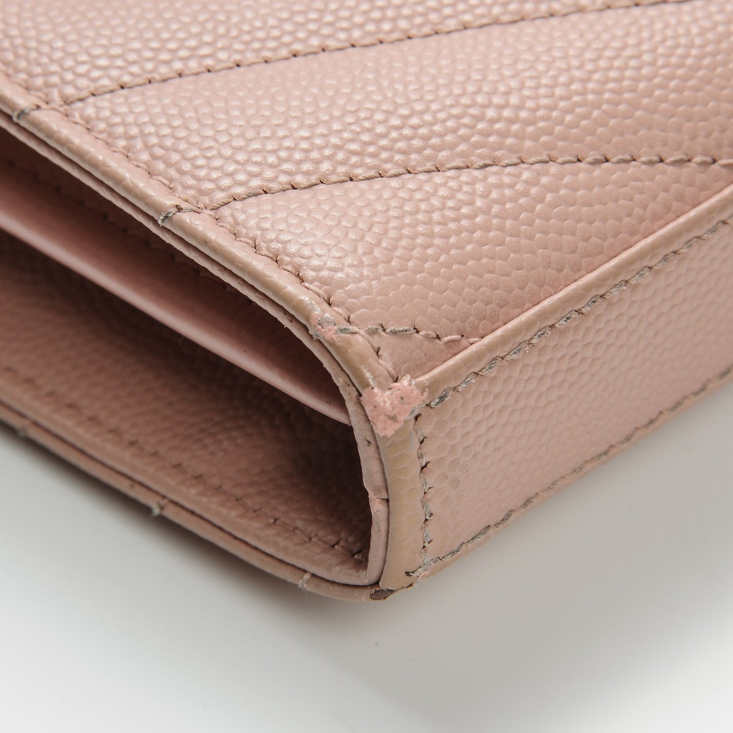 Grain De Poudre Matelasse Chevron Monogram Chain Wallet Pale Pink