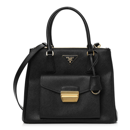 Prada Saffiano Lux Galleria Front Pocket Tote Black 1 of 8